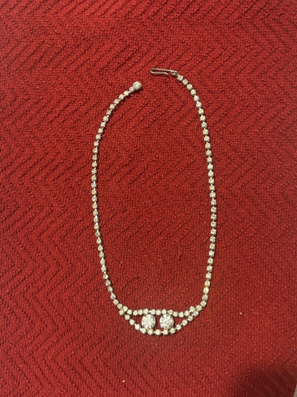 Silver-Tone Crystal Cluster Necklace - Clear Sparkle